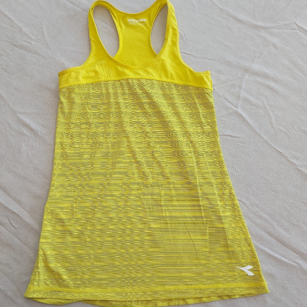 Diadora Yellow Lightweight Athletic Running Tank Top Shirt, XS